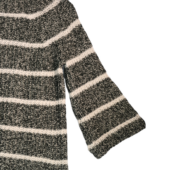 Chaps Sweater Women Small Gray and White Stripe Flare Sleeve Tunic Cotton Blend - Picture 4 of 8